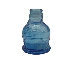Vintage Blue Glass Pocahontas Indian Herbs Bottle